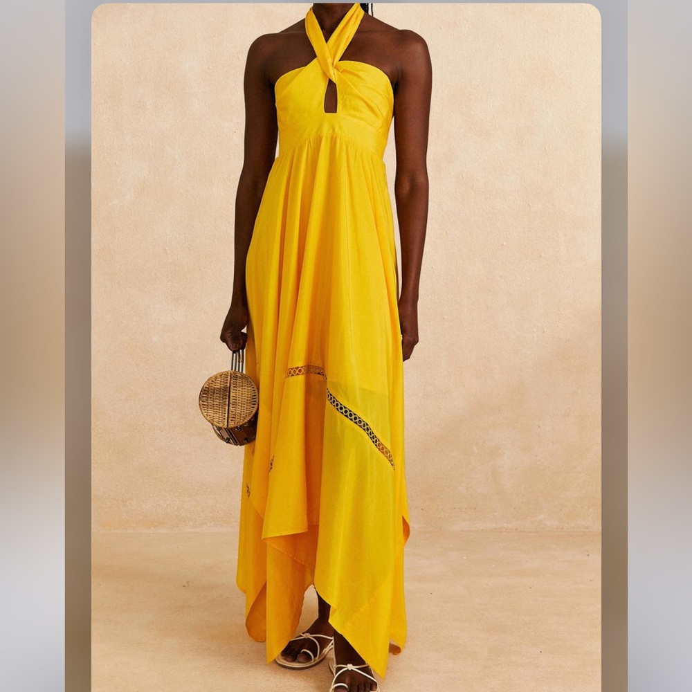 Farm Rio Yellow Sleeveless Maxi Dress
